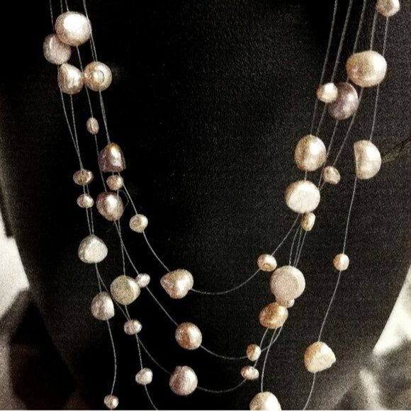 Pink freshwater pearl illusion necklace 🆕 - Picture 9 of 9